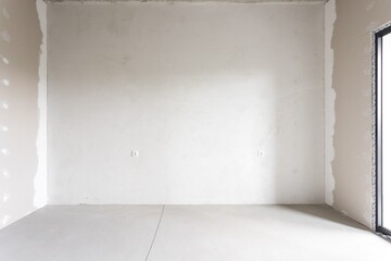 interior of the apartment without decoration in gray colors. rough finish