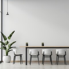 modern dining room with table in front of the empty wall