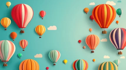Wanddecoratie Luchtballon Balloon festival, colorful hot air balloons, flat design illustration  © Frameo