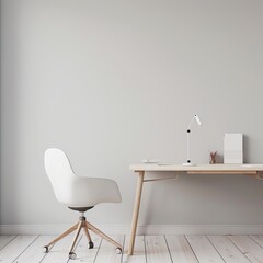 design of study room in front of the empty wall
