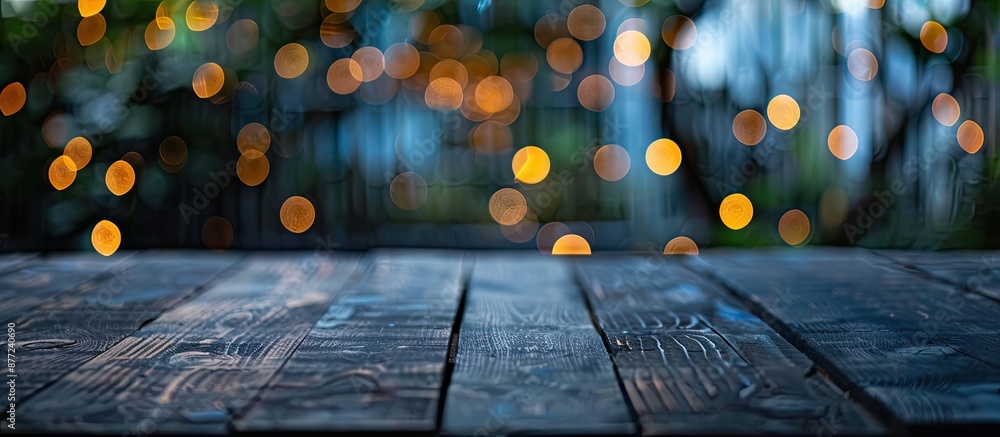 Poster table with dark blurry backdrop showcasing copy space image