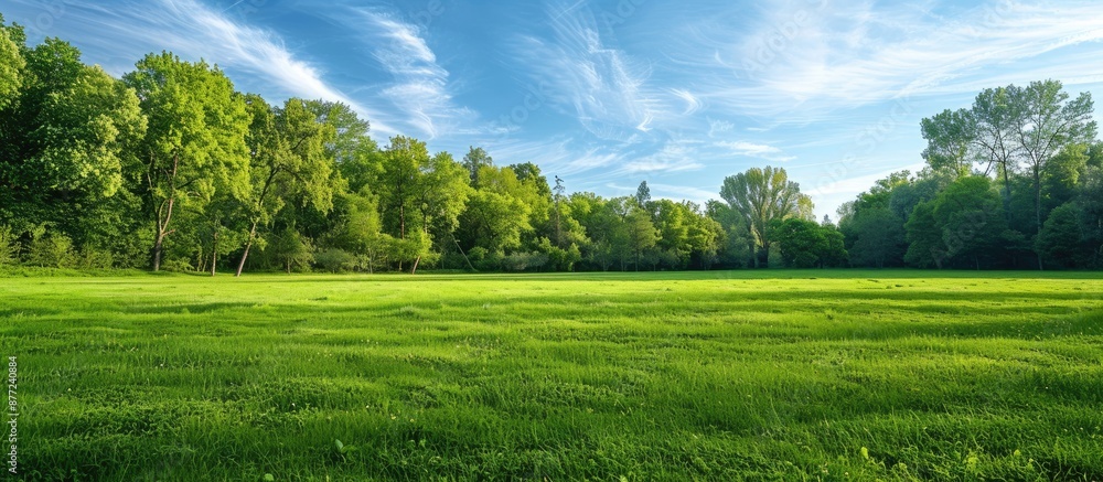 Aufkleber A lush field with trees behind allowing for copy space image