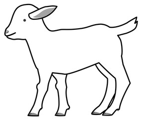 Line art of kid goat seen from the side