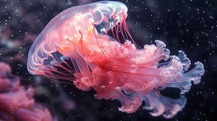 Fototapeta premium Pink Jelly fish in nature sea