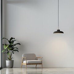 modern interior design in front of the empty wall