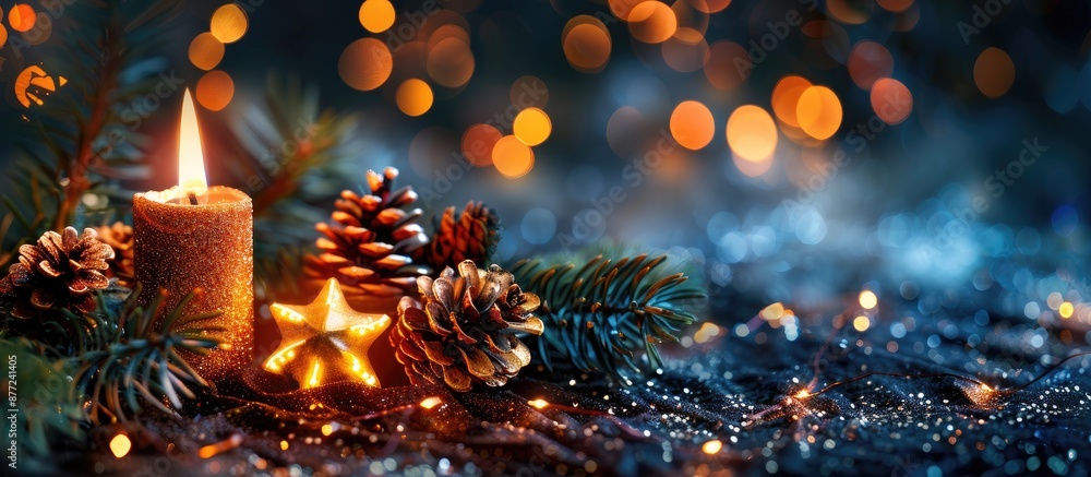 Poster christmas fire spark with copy space image on a dark background