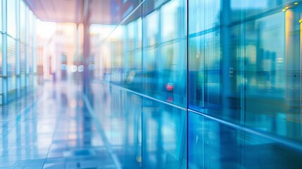 Abstract Blurred Glass Wall in Urban Cityscape