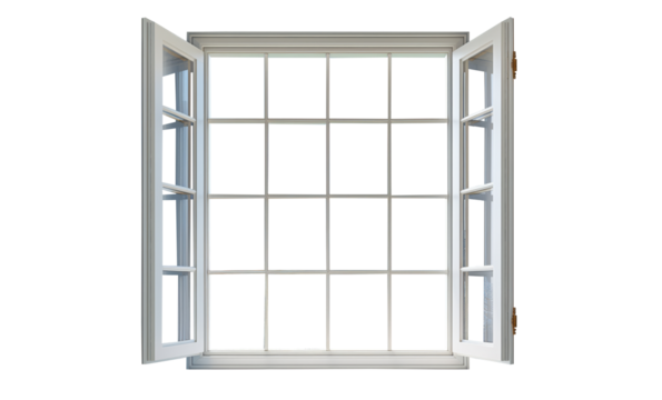 White open window isolated on transparent background.	
