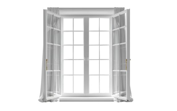 White open window isolated on transparent background.	
