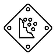Falling Rocks Vector Line Icon