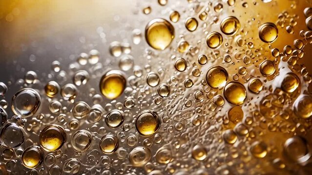 Macro slow-motion footage of beer bubbles rising, highlighting intricate patterns and vibrant energy. Generated with Ai