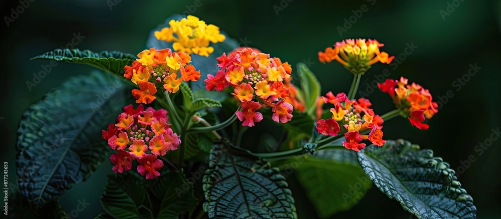 Poster a vibrant lantana camara with red and yellow hues creates a stunning display in the copy space image