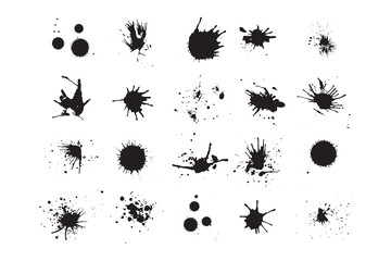 Ink splatter. Grunge liquid paint splashes and stains. Abstract ink splashes