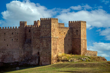 Sigüenza castle fortress, Guadalajara, Castilla-la Mancha, Spain, with its high and strong crenellated walls