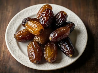 dates close up. date palm background. Date palm on a traditional craftsman market.Horizontal image