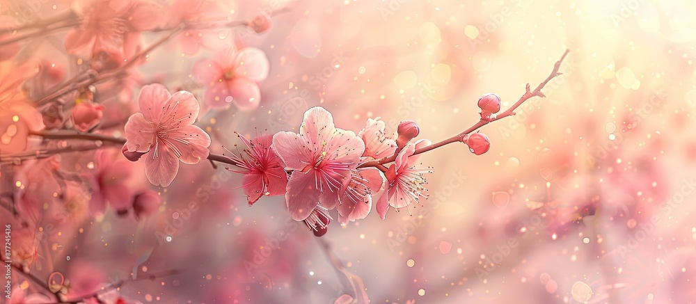 Leinwandbilder plum blossoms at their peak blooming stage creating a captivating display in a copy space image