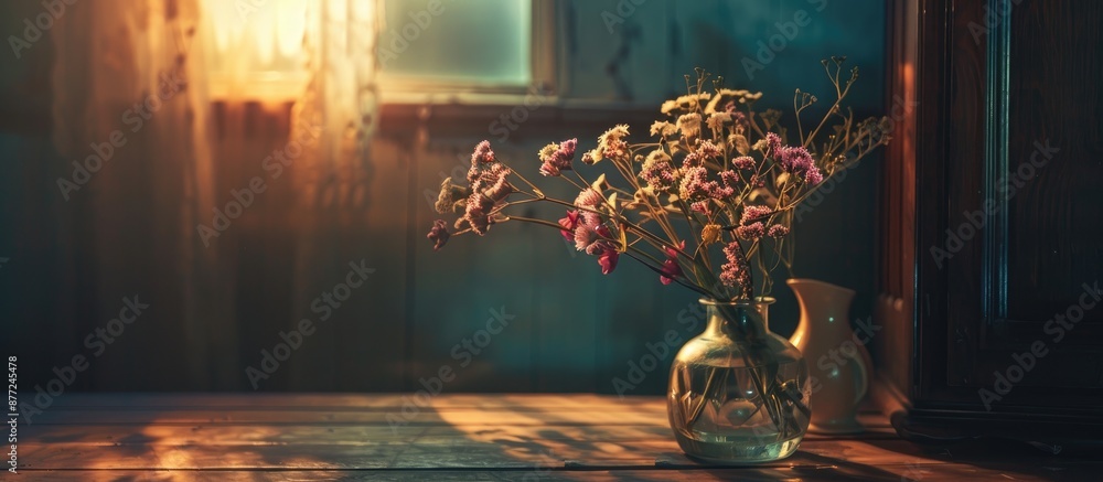 Aufkleber vintage style decoration in evening light featuring flowers in conflict with the illumination create