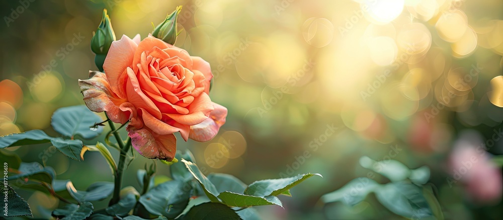 Aufkleber A single color picture of a rose in a garden with a blurred background and space for adding text or other images. with copy space image. Place for adding text or design