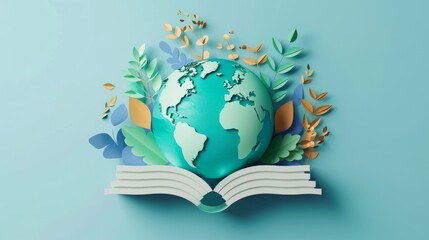 International Day of Education concept Illustration.globe shape book. Reading imagination concept for education holiday.