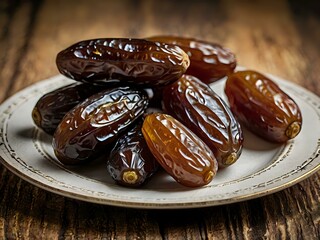 dates close up. date palm background. Date palm on a traditional craftsman market.Horizontal image