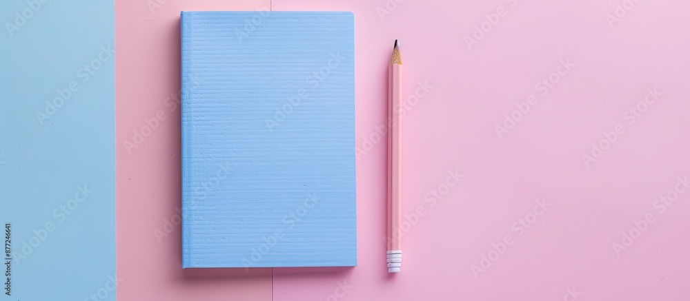 Aufkleber Rectangular small notepad in pink and blue hues on white background with copy space image