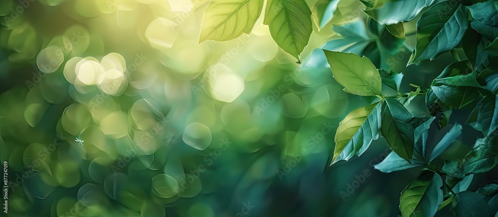 Aufkleber blurry background featuring green leaves with ample copy space image