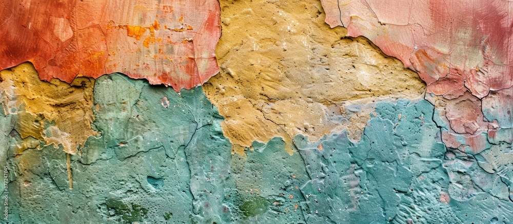 Aufkleber A textured multicolored plastered wall creating an abstract backdrop with copy space image available
