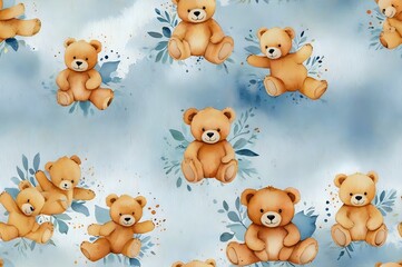 Fototapeta premium Seamless Bear Pattern: A Playful and Cute Design for Wallpaper, Fabric, or Gift Wrap