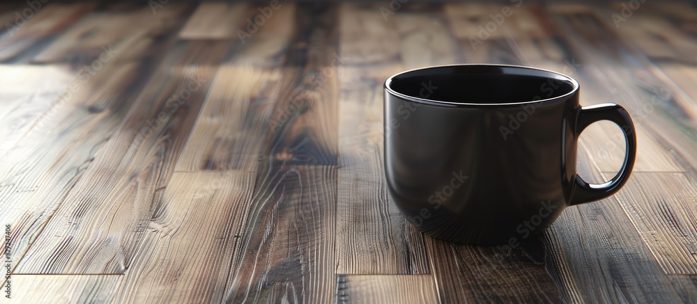 Aufkleber a black coffee cup displayed on a wooden surface with copy space image available