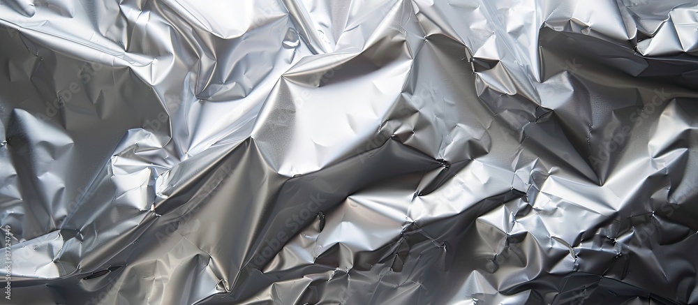 Poster Background texture of silver foil paper shining under light featuring a glossy finish with copy space image