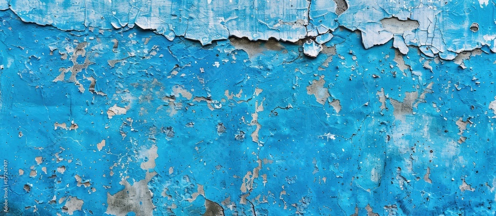 Aufkleber Top view of a vivid blue textured concrete wall with space for text in the image. with copy space image. Place for adding text or design