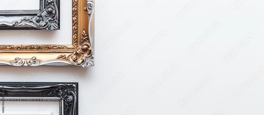 Poster Picture frame on a white background with space for text. with copy space image. Place for adding text or design