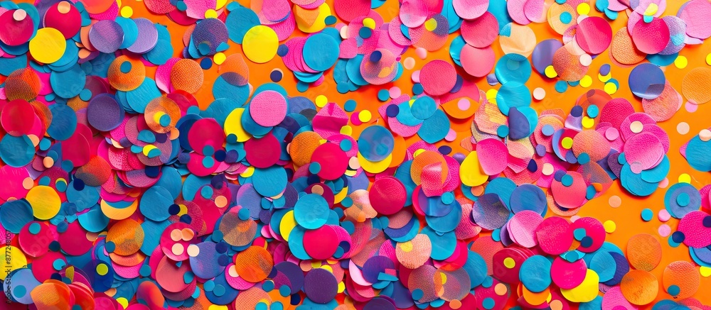 Poster Colorful confetti displayed on a vibrant backdrop with copy space image