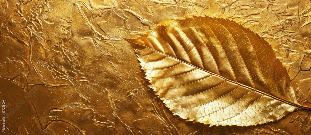 Poster Shiny golden leaf with a luxurious gold foil texture background adding elegance to the copy space image