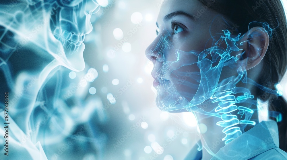 Aufkleber futuristic ai technology concept with human and digital interface. modern digital art with abstract 