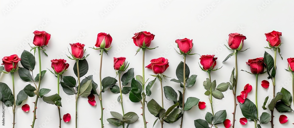 Aufkleber red roses displayed on a white backdrop with copy space image