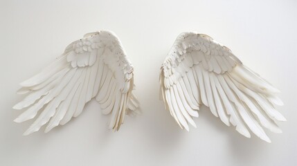 Fototapeta premium Pair of white angel wing bird white background lightweight.. 