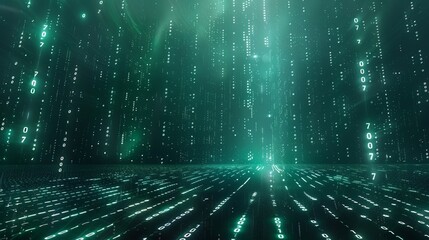 Abstract Digital Matrix Background with Binary Code Numbers, Futuristic Technology Concept