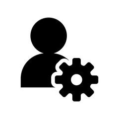 Illustration showing a black settings icon on a white background