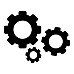 Illustration showing a black settings icon on a white background
