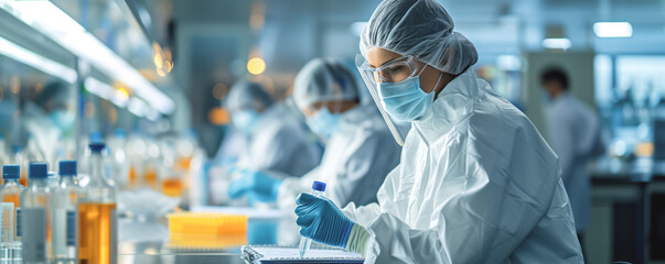 Doctor doing chemical tests in medical laboratory. Healthcare concept.