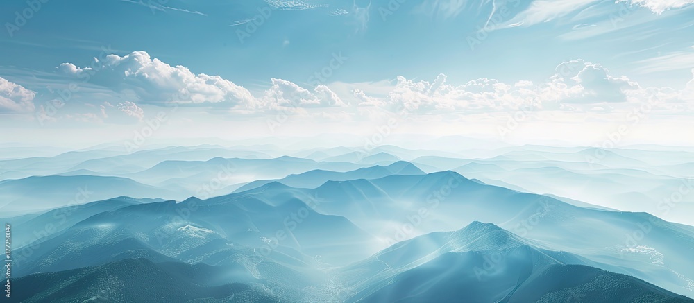 Poster scenic perspective from the mountain summit offers a captivating copy space image