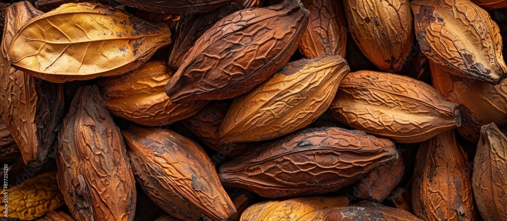 Poster Texture of cocoa fruit peel displayed in background copy space image