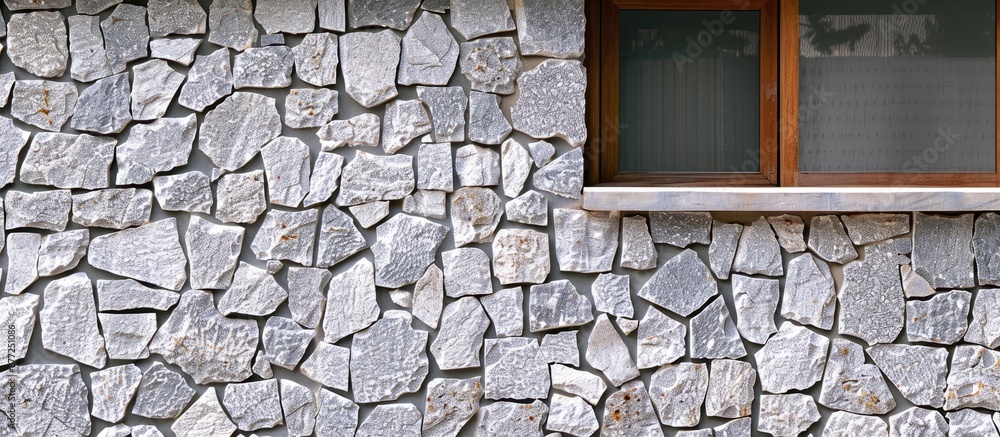 Poster a grey mosaic wall on the house s facade creates an architectural background with copy space image