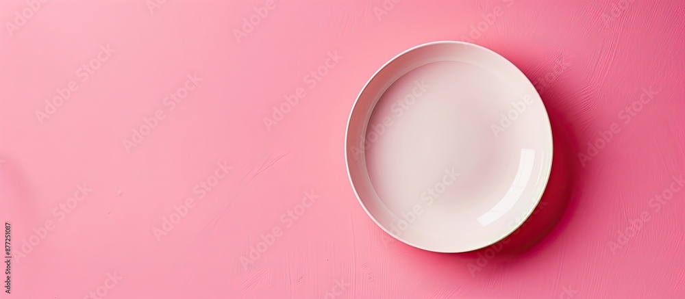 Leinwandbilder pink background with copy space image featuring an empty plate