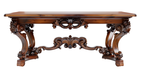 Vintage classic  wooden  table isolated on transparent or white background