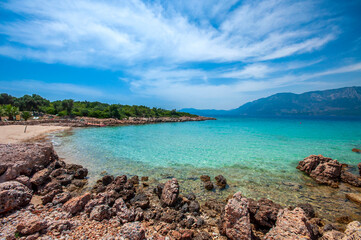 The Cleopatra Island view in Sedir Island  of Turkey