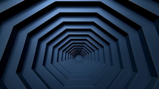 Hexagonal Dark Blue Navy Background Texture with Radial Center Space - 3D Illustration