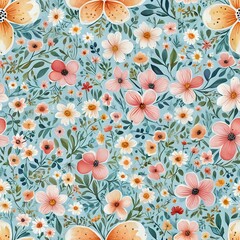 Floral Seamless Pattern: A Comprehensive Collection of Keywords and Descriptions for an Image