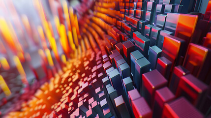 Obraz premium 3d render of colorful deatailed shape. Dynamic futuristic background.
